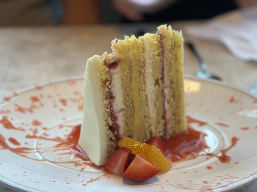 A slice of 12-layer coconut cake